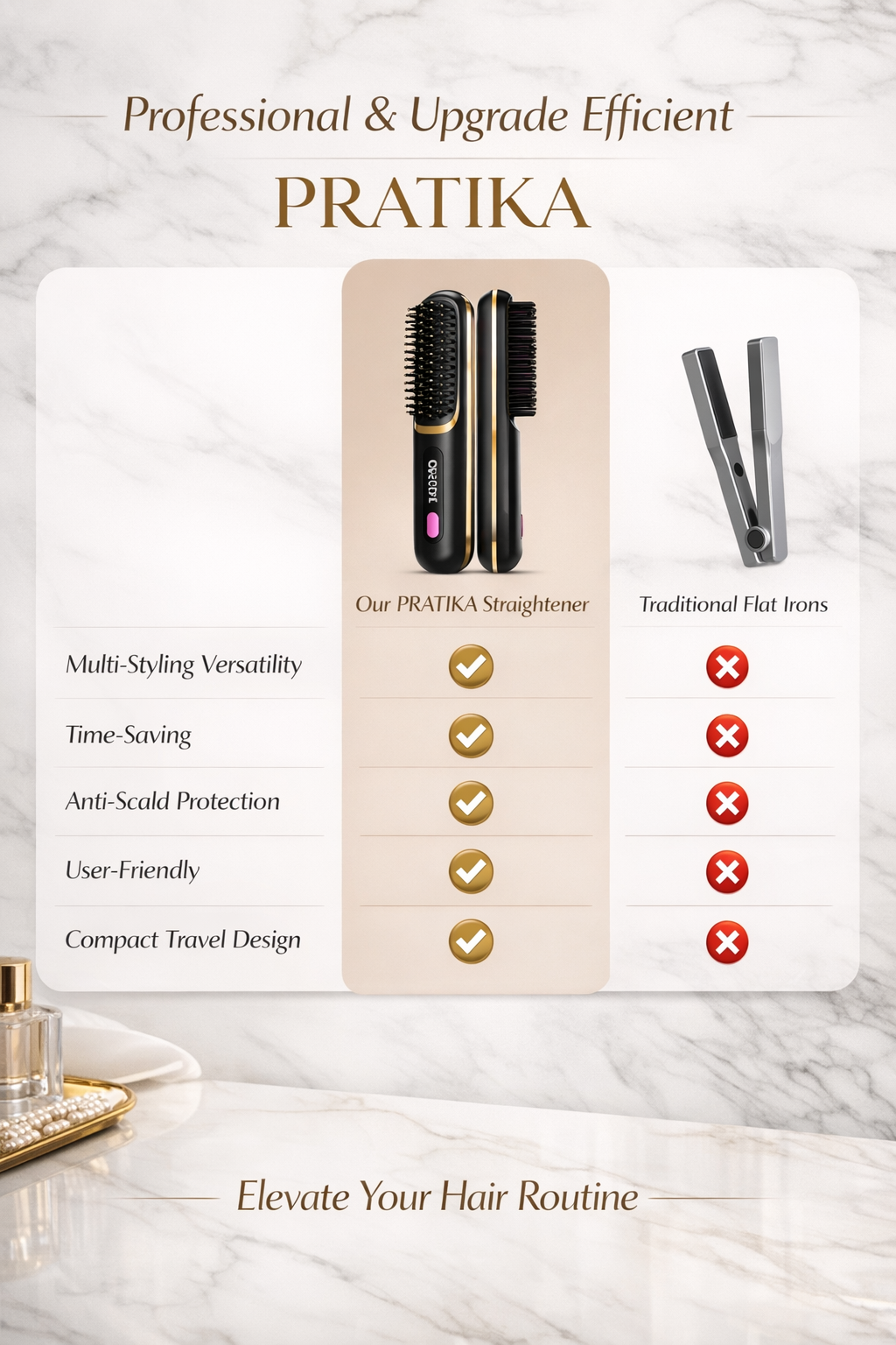 PRATIKA™ Cordless Hair Straightening Brush