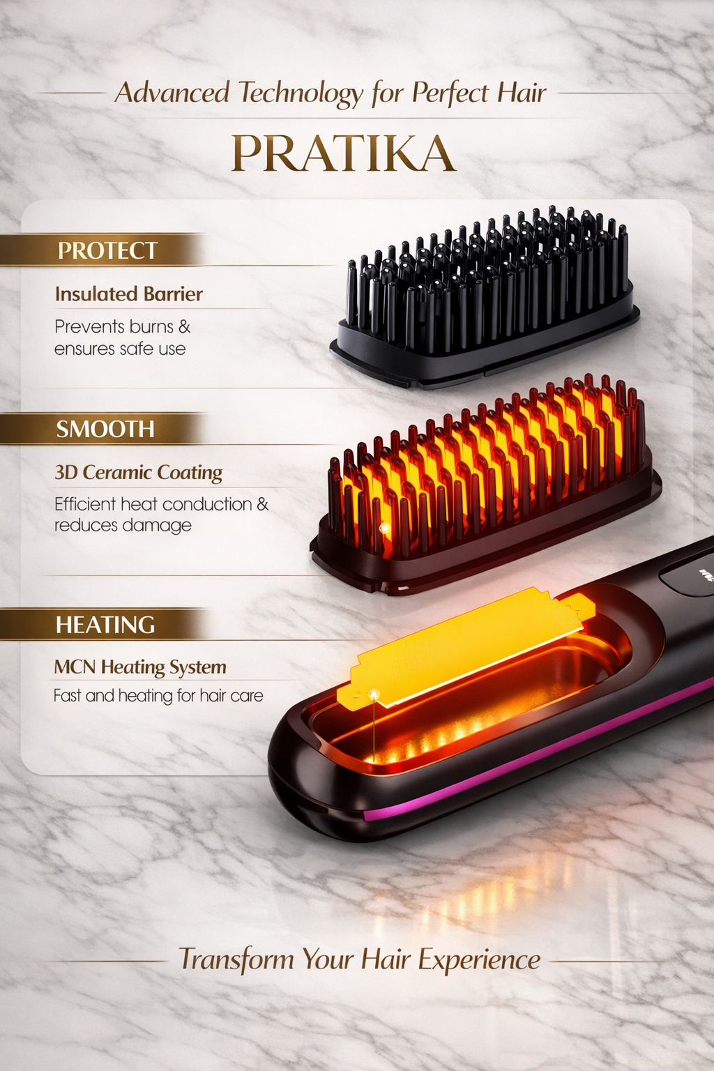 PRATIKA™ Cordless Hair Straightening Brush