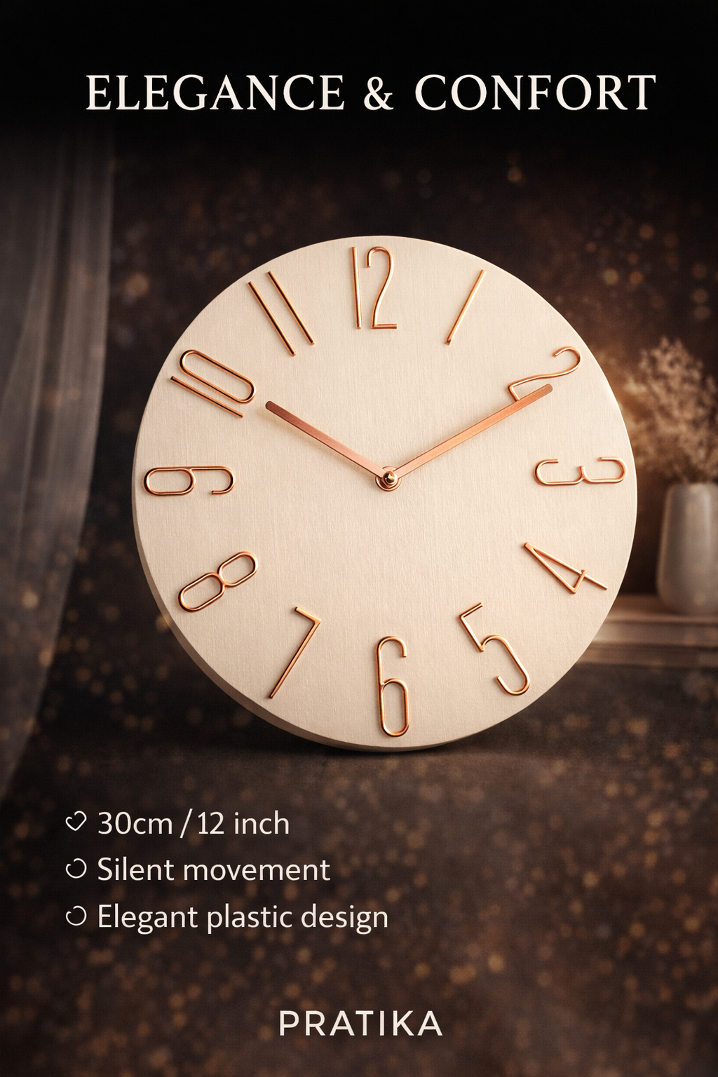 PRATIKA™ Stumme Wanduhr