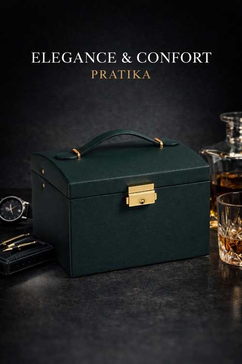 PRATIKA™ 3-Layer Lockable Jewelry Box with Bow Clasp