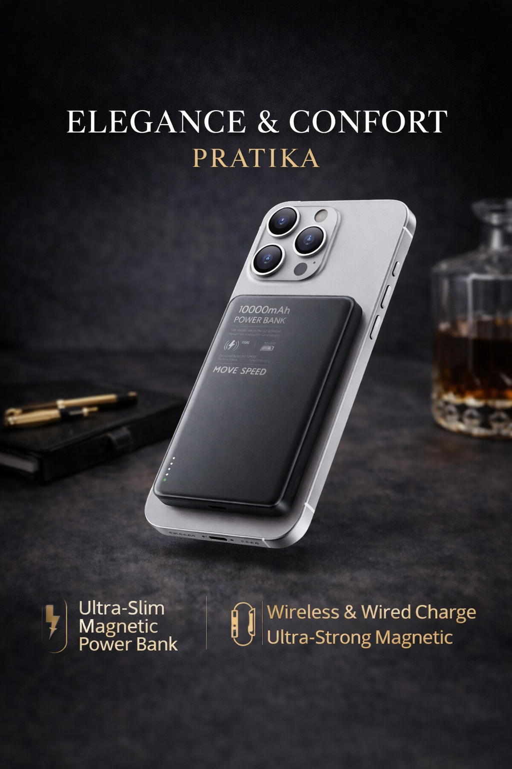 PRATIKA™ MagPower — Magnetic Wireless Power Bank 10000 mAh