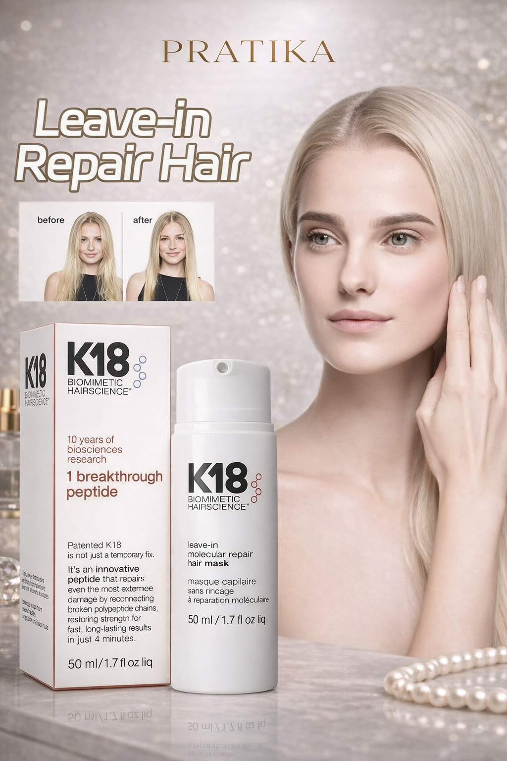 PRATIKA™ Molecular Repair Hair Mask – Keratin Leave-In Treatment